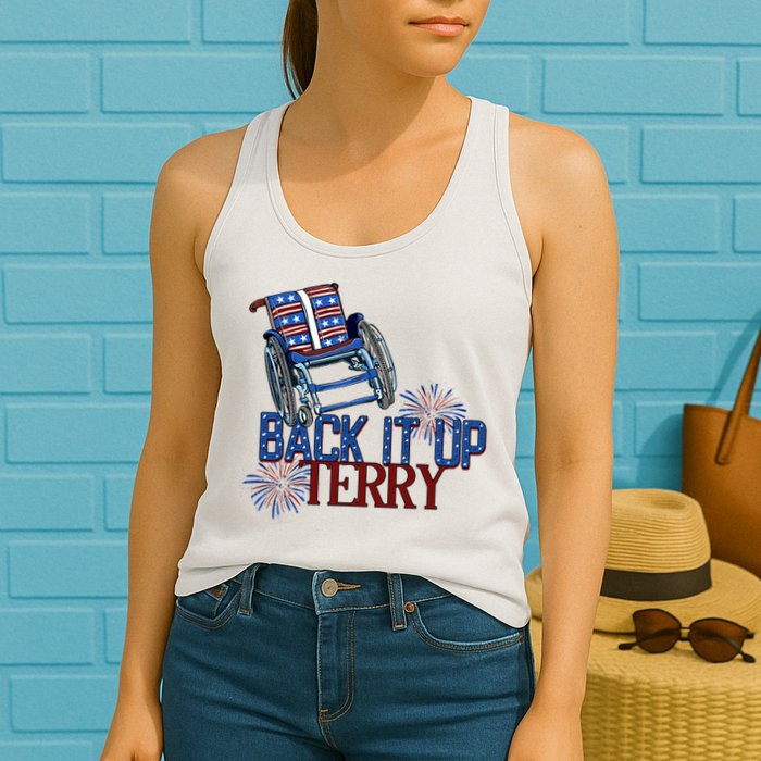 Back Up Terry Put It In Reverse Firework 4th Of July Groovy Womens Tank Top