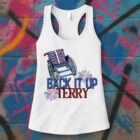 Back Up Terry Put It In Reverse Firework 4th Of July Groovy Womens Tank Top