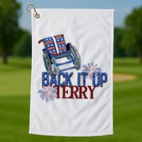 Back Up Terry Put It In Reverse Firework 4th Of July Groovy Golf Towel