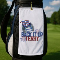 Back Up Terry Put It In Reverse Firework 4th Of July Groovy Golf Towel