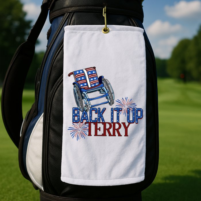 Back Up Terry Put It In Reverse Firework 4th Of July Groovy Golf Towel