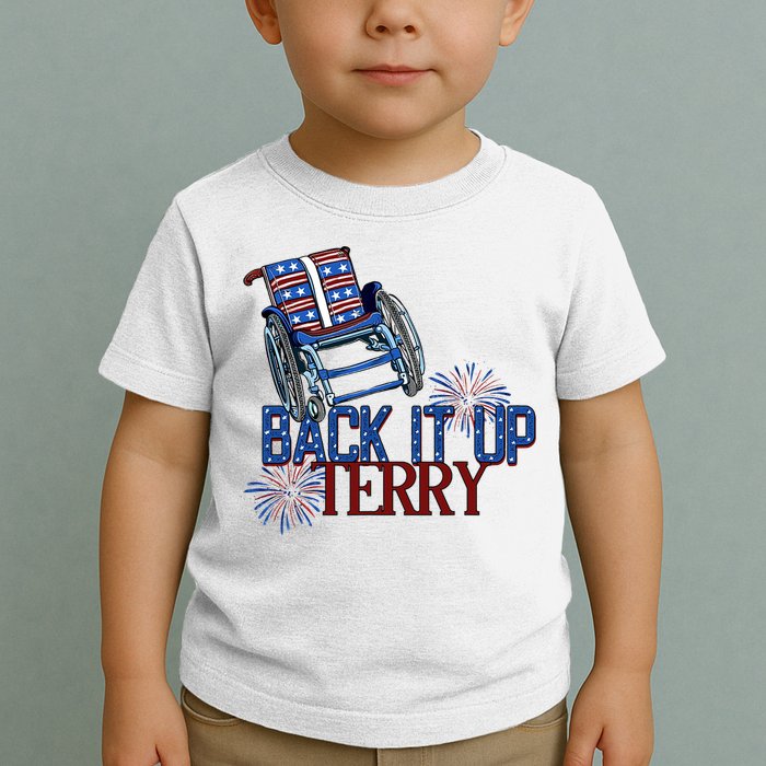 Back Up Terry Put It In Reverse Firework 4th Of July Groovy Toddler T-Shirt
