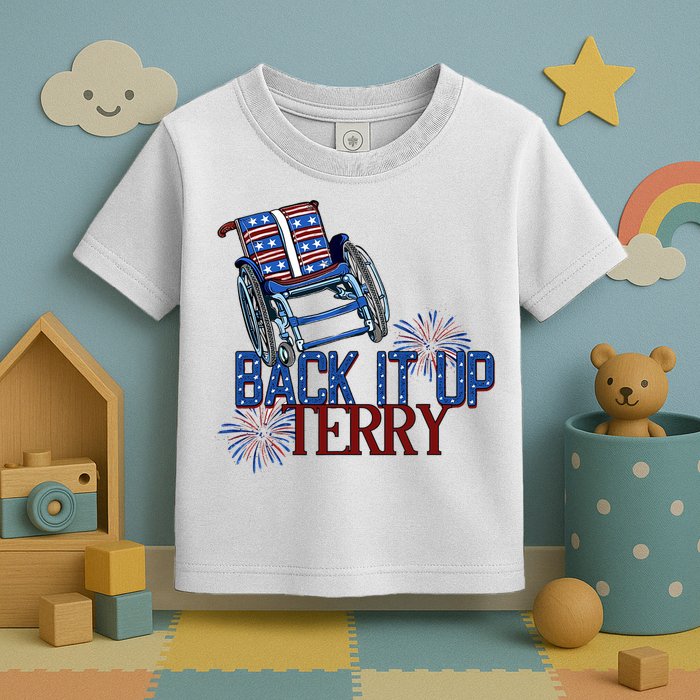 Back Up Terry Put It In Reverse Firework 4th Of July Groovy Toddler T-Shirt