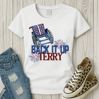 Back Up Terry Put It In Reverse Firework 4th Of July Groovy Womens T-Shirt