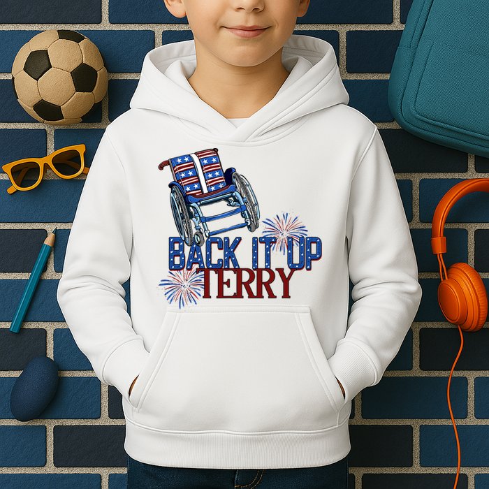 Back Up Terry Put It In Reverse Firework 4th Of July Groovy Kids Hoodie