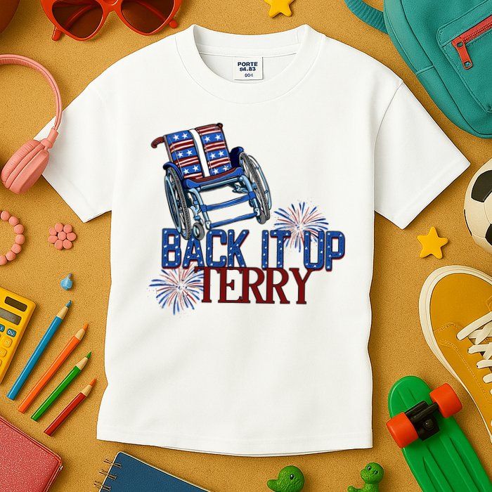 Back Up Terry Put It In Reverse Firework 4th Of July Groovy Kids T-Shirt