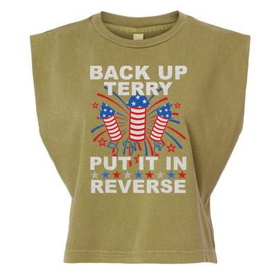 Back Up Terry Put It In Reverse Firework Funny 4th Of July Garment-Dyed Women's Muscle Tee