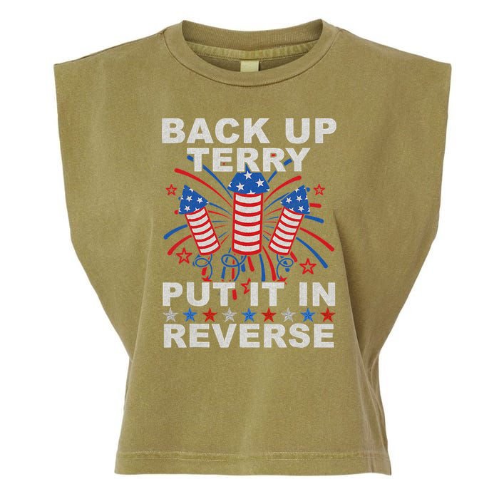 Back Up Terry Put It In Reverse Firework Funny 4th Of July Garment-Dyed Women's Muscle Tee