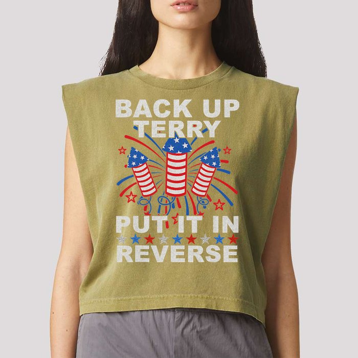 Back Up Terry Put It In Reverse Firework Funny 4th Of July Garment-Dyed Women's Muscle Tee