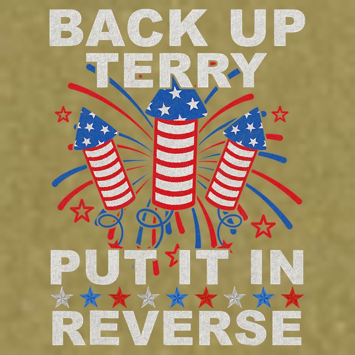 Back Up Terry Put It In Reverse Firework Funny 4th Of July Garment-Dyed Women's Muscle Tee