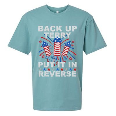 Back Up Terry Put It In Reverse Firework Funny 4th Of July Sueded Cloud Jersey T-Shirt
