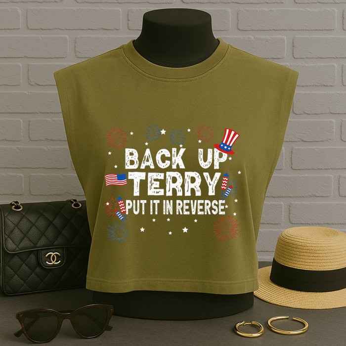 Back Up Terry Put It In Reverse Funny 4th of July Garment-Dyed Women's Muscle Tee