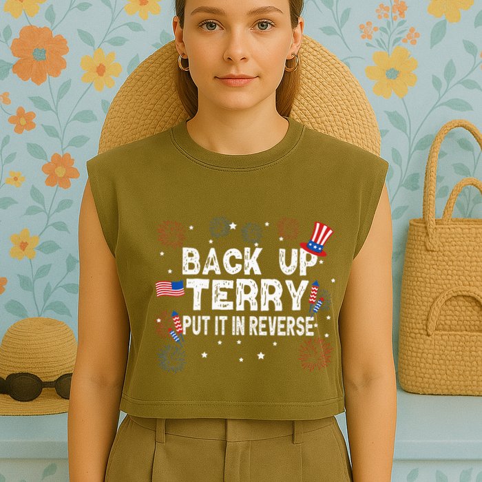Back Up Terry Put It In Reverse Funny 4th of July Garment-Dyed Women's Muscle Tee