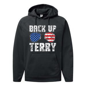 Back Up Terry American Flag USA 4th Of July Sunglasses Performance Fleece Hoodie