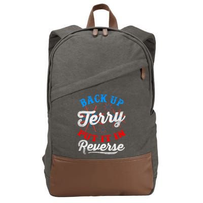Back Up Terry Put It In Reverse Firework Funny 4th Of July Cotton Canvas Backpack