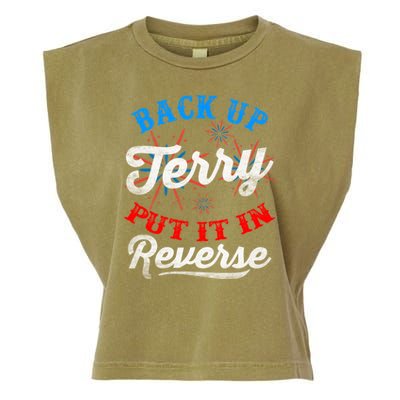 Back Up Terry Put It In Reverse Firework Funny 4th Of July Garment-Dyed Women's Muscle Tee