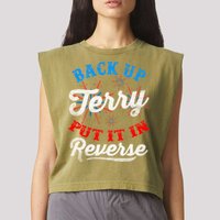 Back Up Terry Put It In Reverse Firework Funny 4th Of July Garment-Dyed Women's Muscle Tee