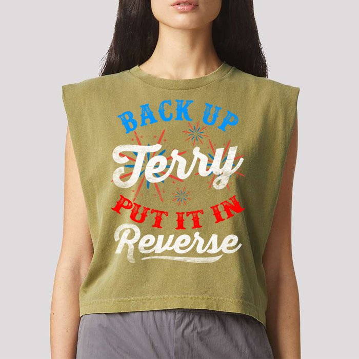 Back Up Terry Put It In Reverse Firework Funny 4th Of July Garment-Dyed Women's Muscle Tee