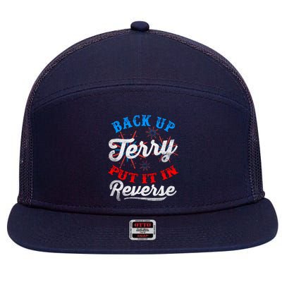 Back Up Terry Put It In Reverse Firework Funny 4th Of July 7 Panel Mesh Trucker Snapback Hat