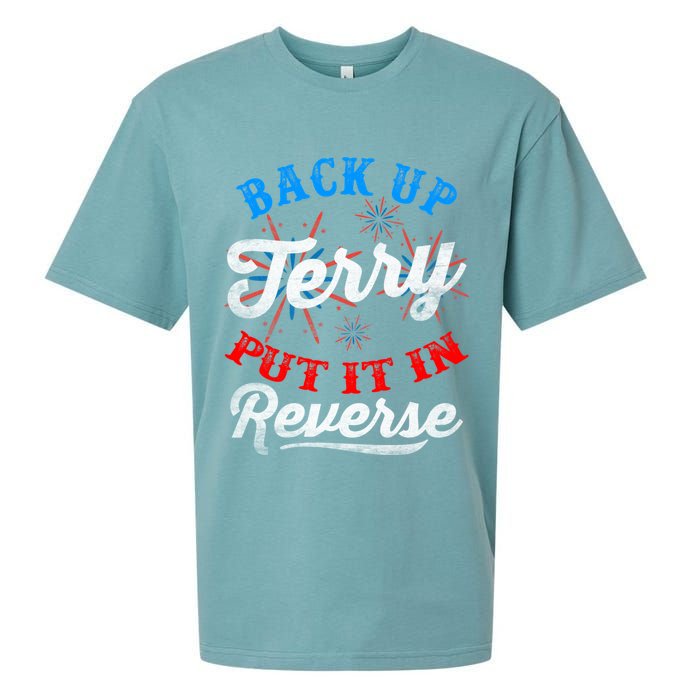 Back Up Terry Put It In Reverse Firework Funny 4th Of July Sueded Cloud Jersey T-Shirt
