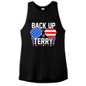 Back Up Terry Funny 4th Of July Us Flag Patriotic Fireworks Ladies PosiCharge Tri-Blend Wicking Tank