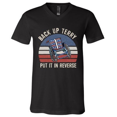 Back Up Terry Put It In Reverse Firework Vintage 4th Of July V-Neck T-Shirt