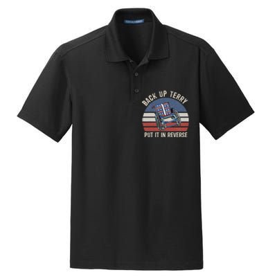 Back Up Terry Put It In Reverse Firework Vintage 4th Of July Dry Zone Grid Polo