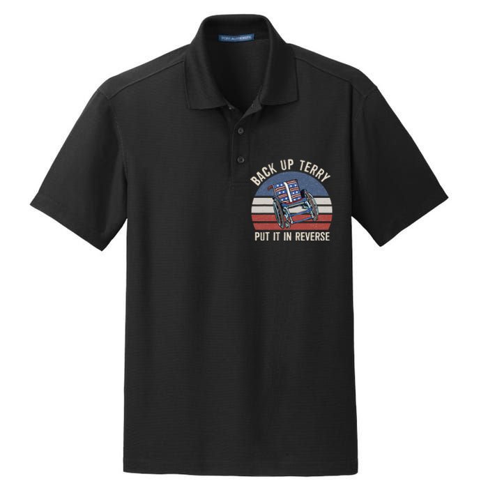 Back Up Terry Put It In Reverse Firework Vintage 4th Of July Dry Zone Grid Polo