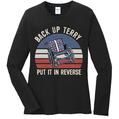 Back Up Terry Put It In Reverse Firework Vintage 4th Of July Ladies Long Sleeve Shirt