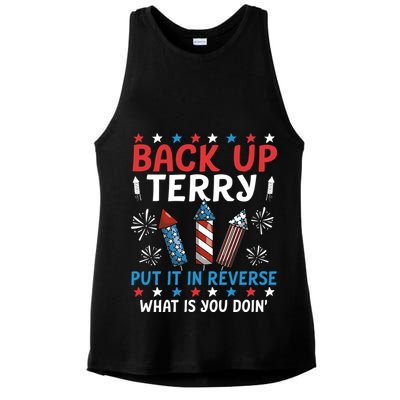Back Up Terry Put It In Reverse July 4th Of July Fireworks Ladies PosiCharge Tri-Blend Wicking Tank