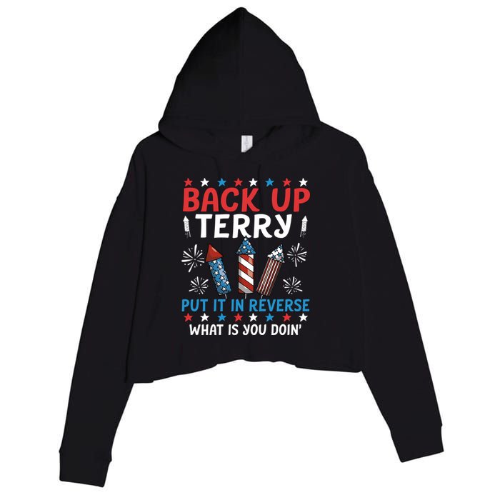 Back Up Terry Put It In Reverse July 4th Of July Fireworks Crop Fleece Hoodie