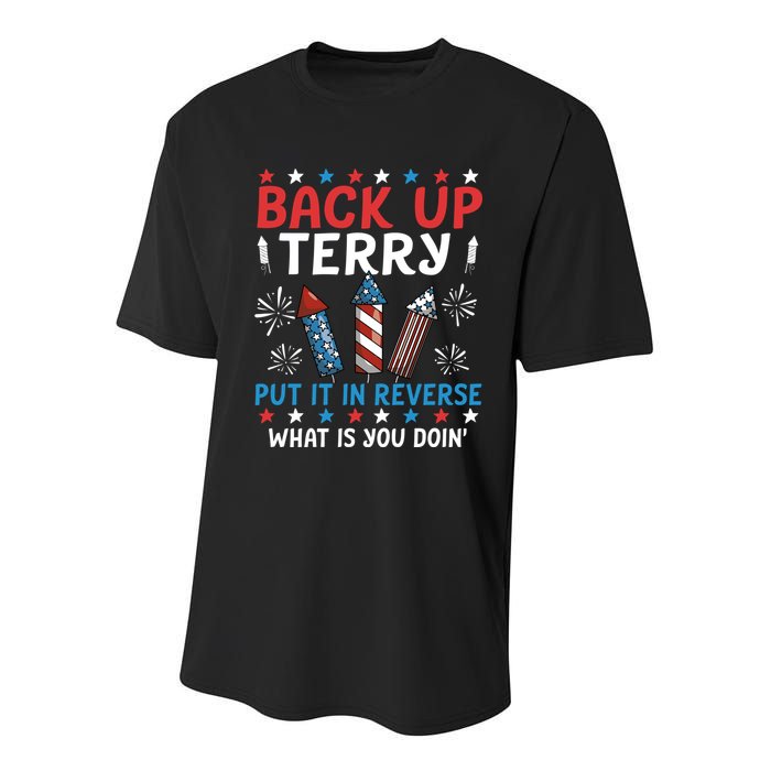 Back Up Terry Put It In Reverse July 4th Of July Fireworks Youth Performance Sprint T-Shirt