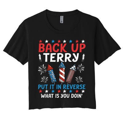 Back Up Terry Put It In Reverse July 4th Of July Fireworks Crop Top