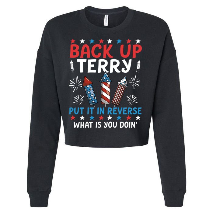 Back Up Terry Put It In Reverse July 4th Of July Fireworks Cropped Pullover Crew