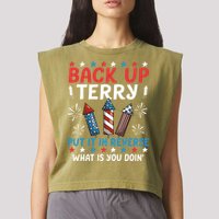 Back Up Terry Put It In Reverse July 4th Of July Fireworks Garment-Dyed Women's Muscle Tee