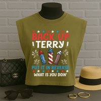 Back Up Terry Put It In Reverse July 4th Of July Fireworks Garment-Dyed Women's Muscle Tee