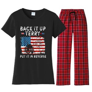 Back Up Terry Put It In Reverse Firework Funny 4th Of July Women's Flannel Pajama Set