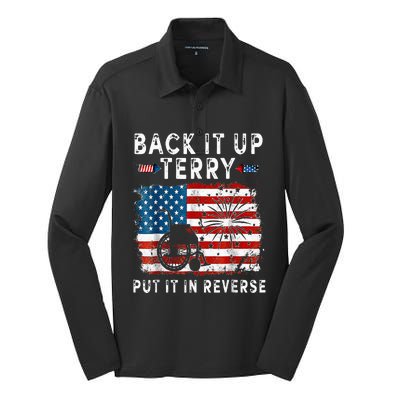 Back Up Terry Put It In Reverse Firework Funny 4th Of July Silk Touch Performance Long Sleeve Polo