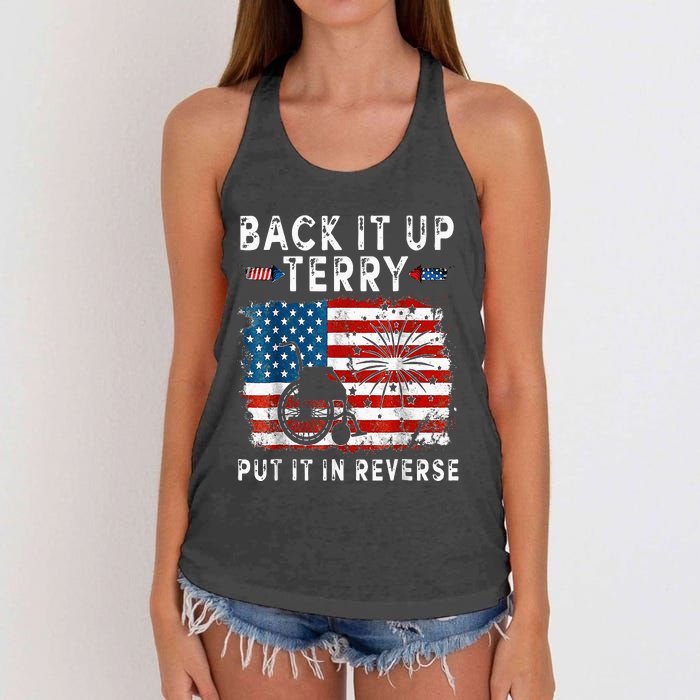 Back Up Terry Put It In Reverse Firework Funny 4th Of July Women's Knotted Racerback Tank