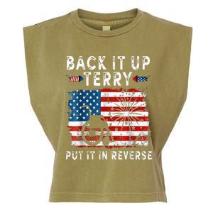 Back Up Terry Put It In Reverse Firework Funny 4th Of July Garment-Dyed Women's Muscle Tee