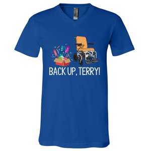 Back Up Terry Put It In Reverse 4th July Us Flag Fireworks Gift V-Neck T-Shirt