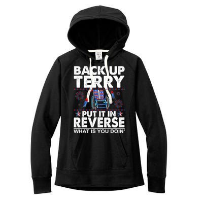 Back Up Terry Put It In Reverse Firework Funny 4th Of July Women's Fleece Hoodie