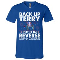 Back Up Terry Put It In Reverse Firework Funny 4th Of July V-Neck T-Shirt