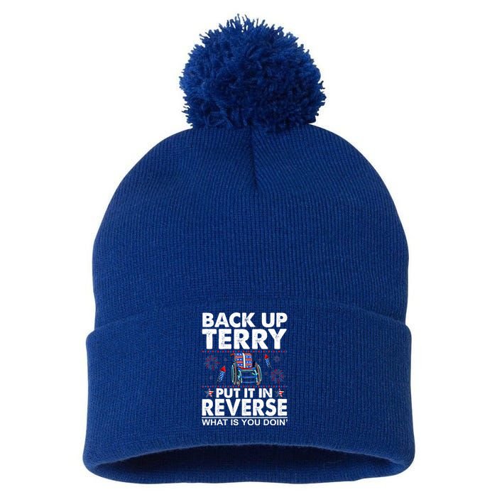 Back Up Terry Put It In Reverse Firework Funny 4th Of July Pom Pom 12in Knit Beanie
