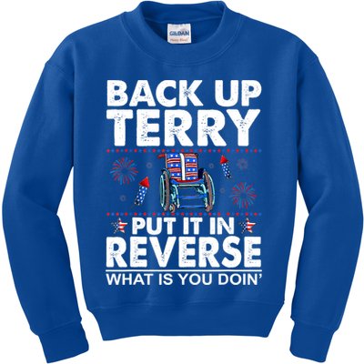 Back Up Terry Put It In Reverse Firework Funny 4th Of July Kids Sweatshirt