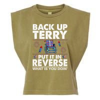 Back Up Terry Put It In Reverse Firework Funny 4th Of July Garment-Dyed Women's Muscle Tee