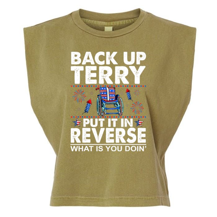 Back Up Terry Put It In Reverse Firework Funny 4th Of July Garment-Dyed Women's Muscle Tee