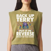 Back Up Terry Put It In Reverse Firework Funny 4th Of July Garment-Dyed Women's Muscle Tee