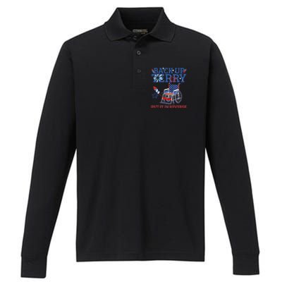 Back Up Terry Put It In Reverse 4th Of July Firework Us Flag Funny Gift Performance Long Sleeve Polo