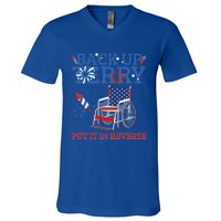 Back Up Terry Put It In Reverse 4th Of July Firework Us Flag Funny Gift V-Neck T-Shirt